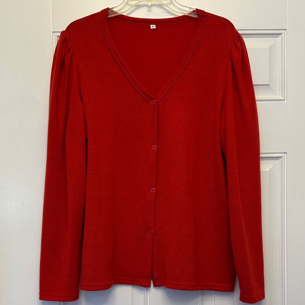 Red Women's Cardigan Sweater